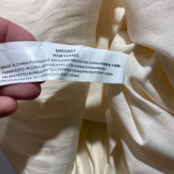 Moon River Cream Natural Bustier Satin V-Neck Front Slit Woman’s Midi Dress S - Picture 13 of 16